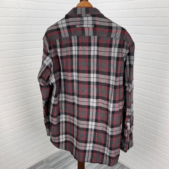 Duluth Shirt Mens XLarge Tall Gray Red Plaid Flannel Heavy Burleyweight Work - Picture 5 of 11